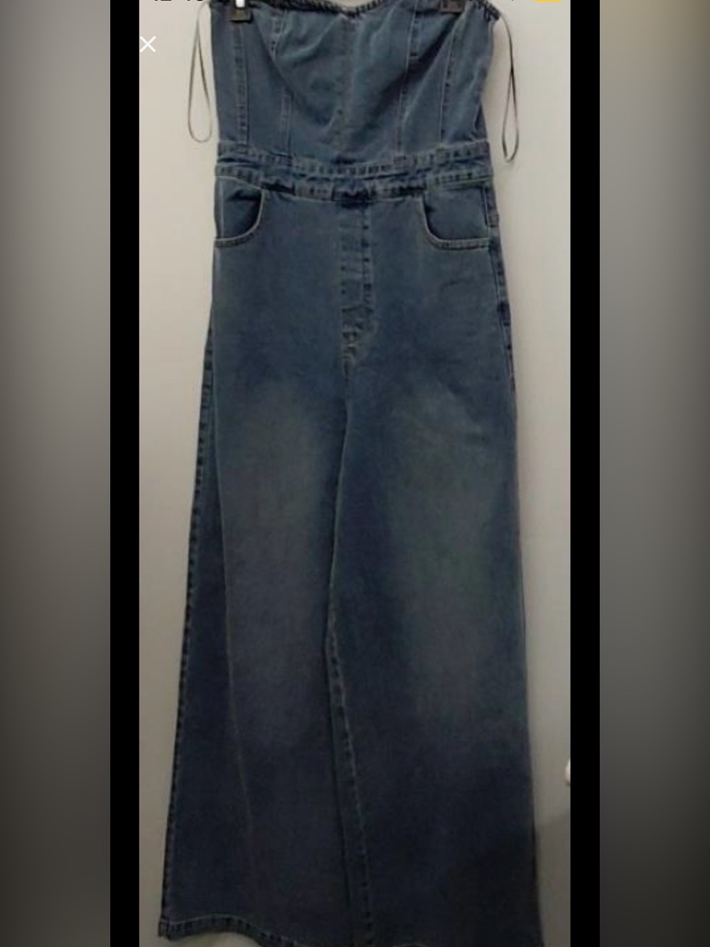 Emprada Classic Stapless High-Waisted Wide Leg  Denim Jeansuit